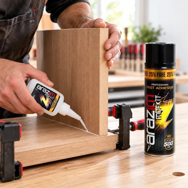 کاربرد چسب فوری آرازیم A-103 برای اتصال MDF و قطعات چوبی