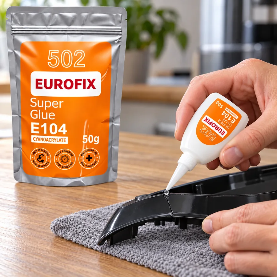 ترمیم قطعه پلاستیکی با چسب فوری یوروفیکس E-104